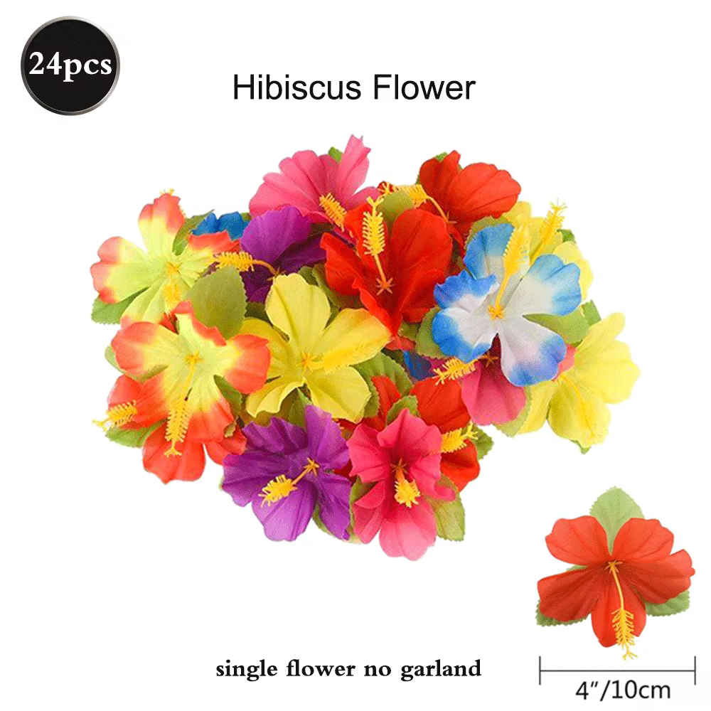 Fleurs d'hibiscus artificielles en soie, fausses fleurs pour décoration de fête hawaïenne, mariage t
