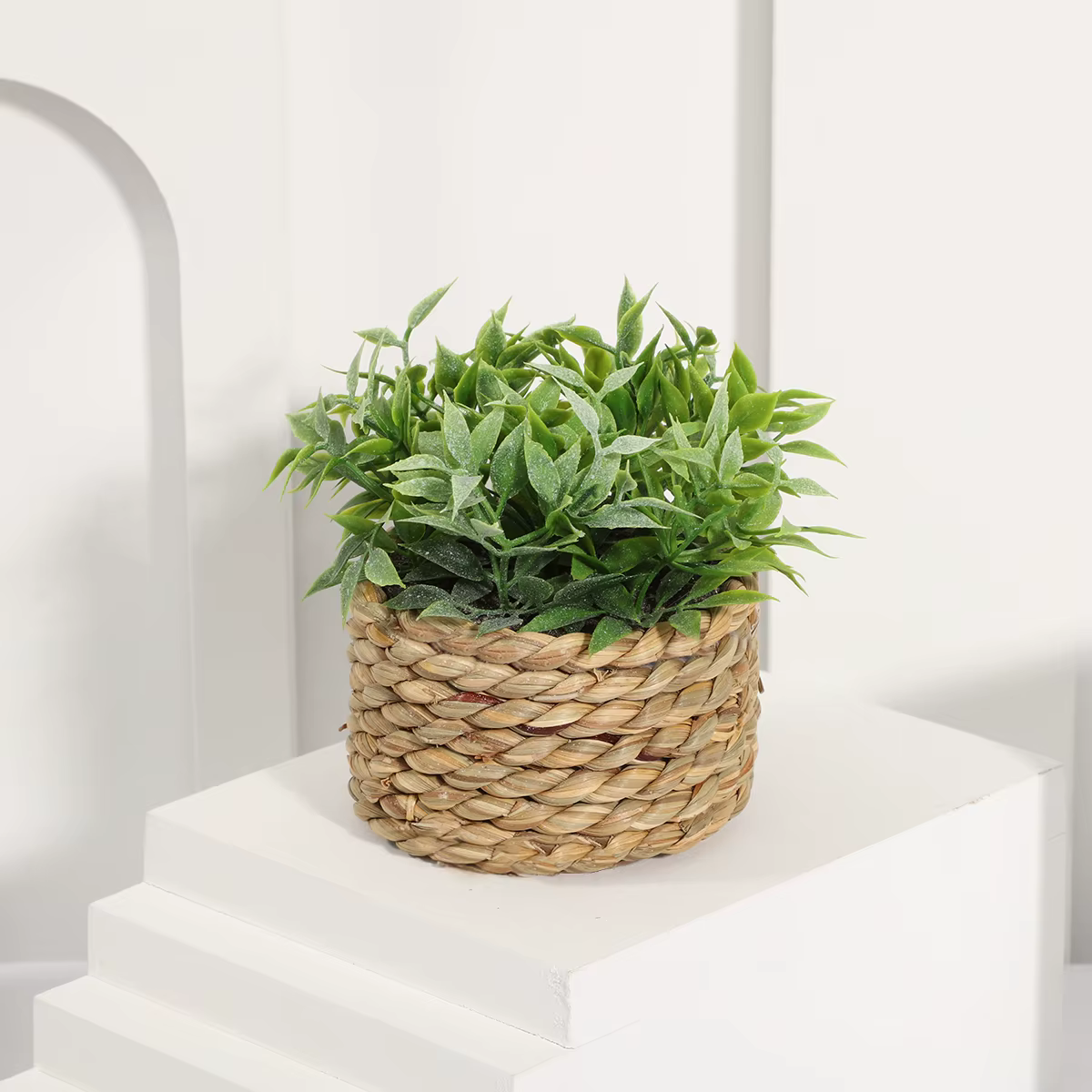 XIYA fleur vert plantes artificielles Eucalyptus herbe tissé petites plantes en pot herbe Mound 11 c