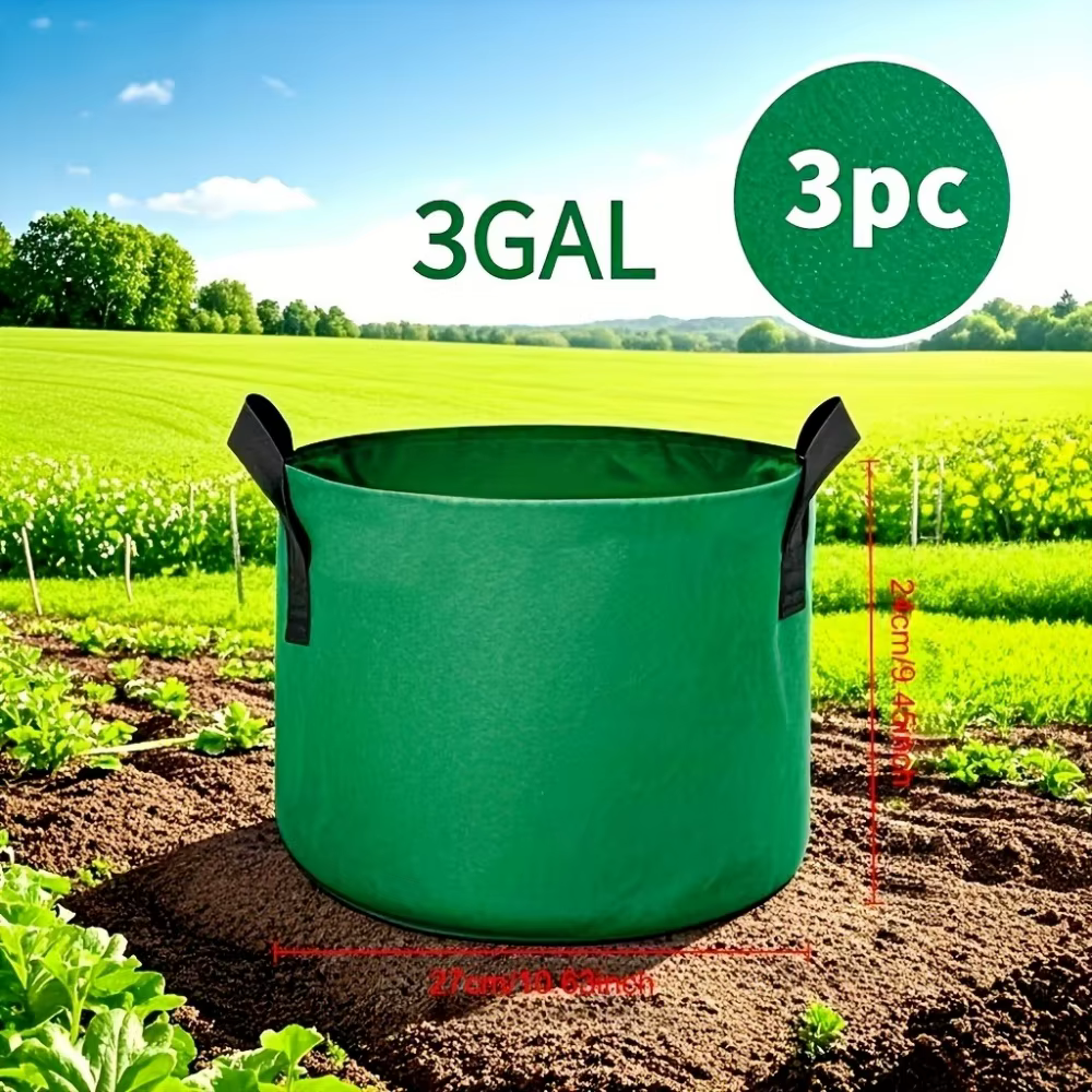 Sacs de culture en feutre vert 3/5/7 gallons pour plantes, pots de plantation à aération forte pour