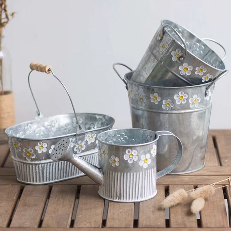 Pot de fleur en fer vintage, vase à fleurs de bureau, pot de fleurs pour plantes de balcon, E27