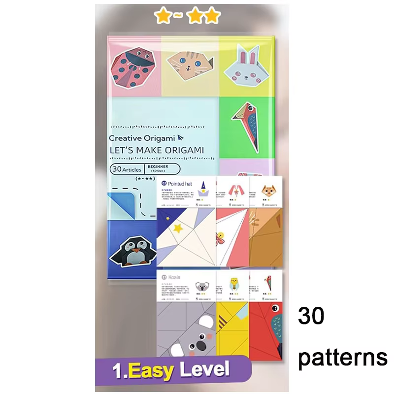 Kit Origami 30/96 feuilles Origami papier artisanat guide livre bricolage projets d'artisanat fourni