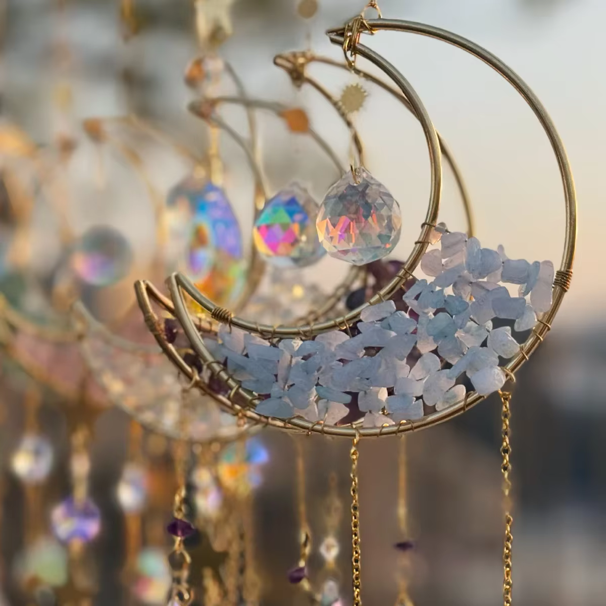 Attrape-soleil en cristal carillons éoliens tenture murale décor prisme cloche à vent attrape-lune a