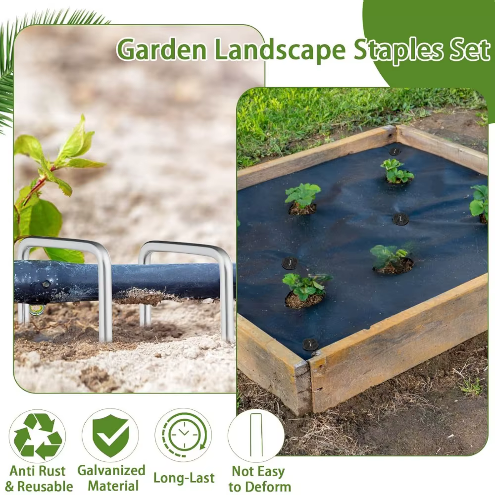 Agrafes de jardin en forme de U avec rondelles, 40 à 100 pièces, pour l'extérieur, Film de sol, chev