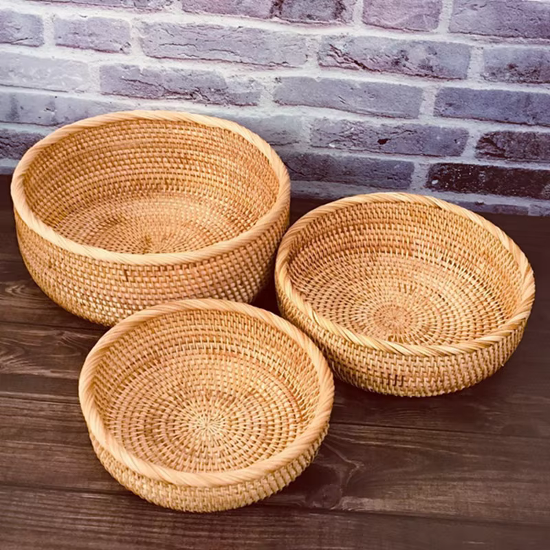 Panier en osier et rotin tissé à la main, boîte de rangement pour fruits, thé, collation, pain, cosm