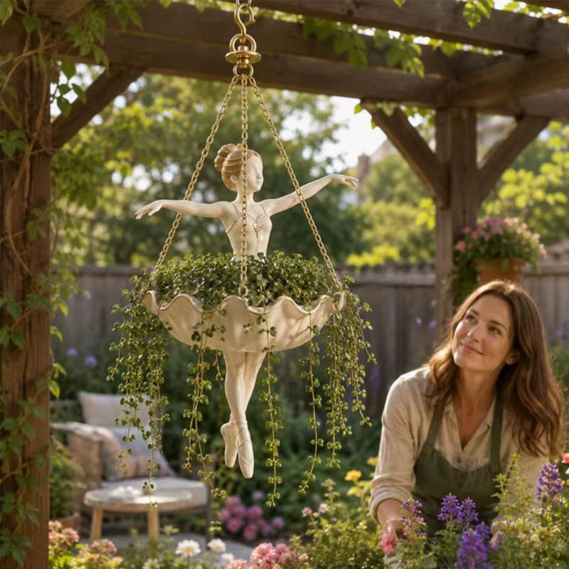 Porte-fleurs en résine pour plantes d'intérieur, multifonctionnel avec crochet supérieur et trois ch