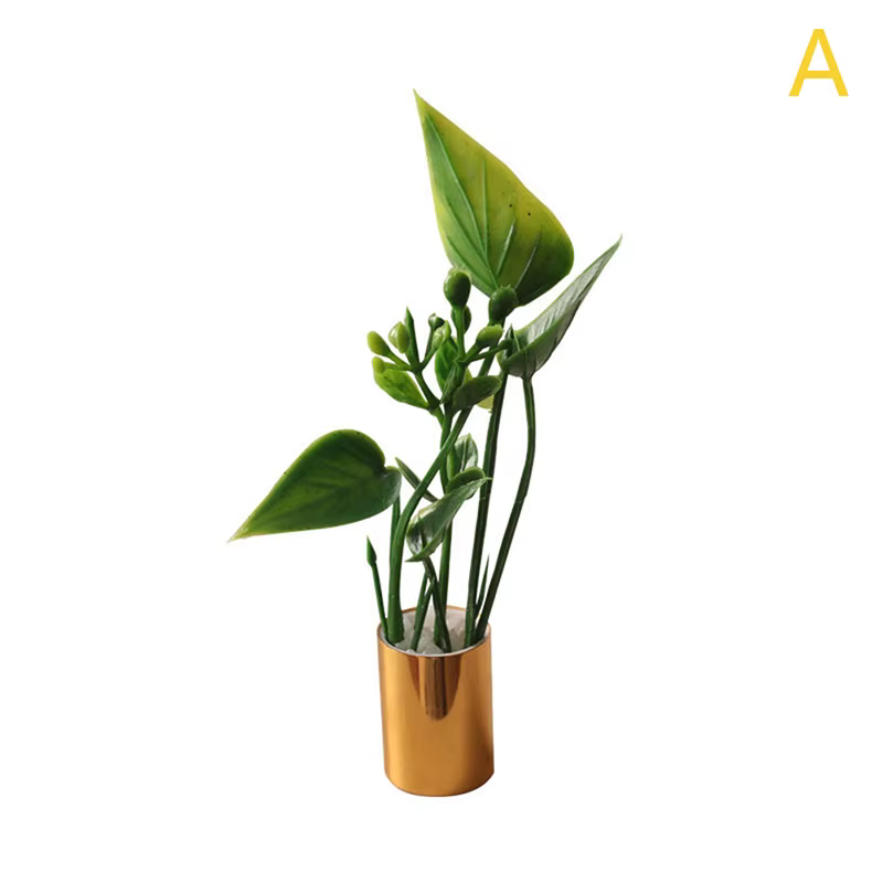 Plante Miniature en Pot pour maison de poupée 1:12, feuilles vertes, bonsaï, accessoires de meubles