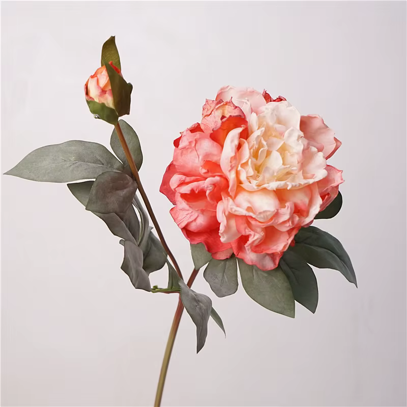 3 pièces de fleurs artificielles en soie de style européen vintage, pivoine à tige unique, pivoine i