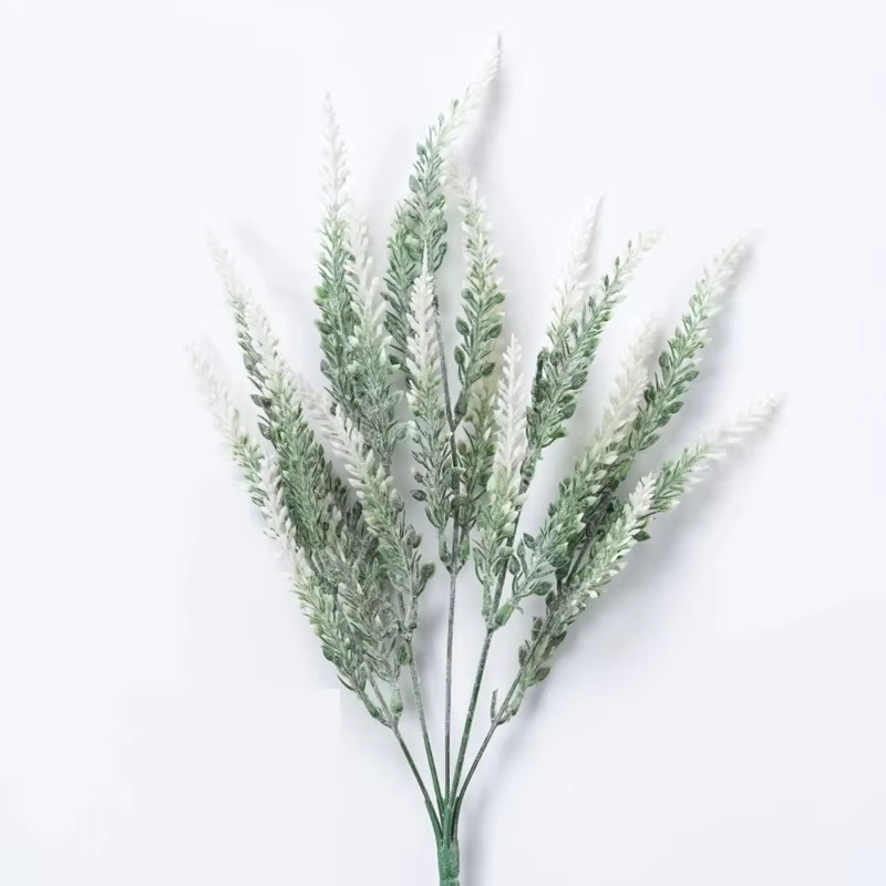Plantes artificielles en plastique, 6 pièces, oreilles de blé, 5 fourchettes, branche de lavande, dé
