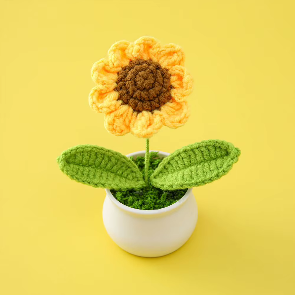 Mini Pot de Simulation tissé à la main, Style mignon, fil de plantation de fleurs, Crochet tricoté, 