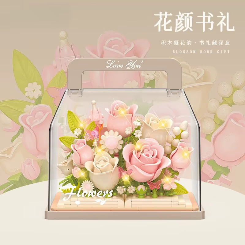 Série de plantes à fleurs éternelles, blocs de construction, Kit de modèles, jouet d'assemblage de p