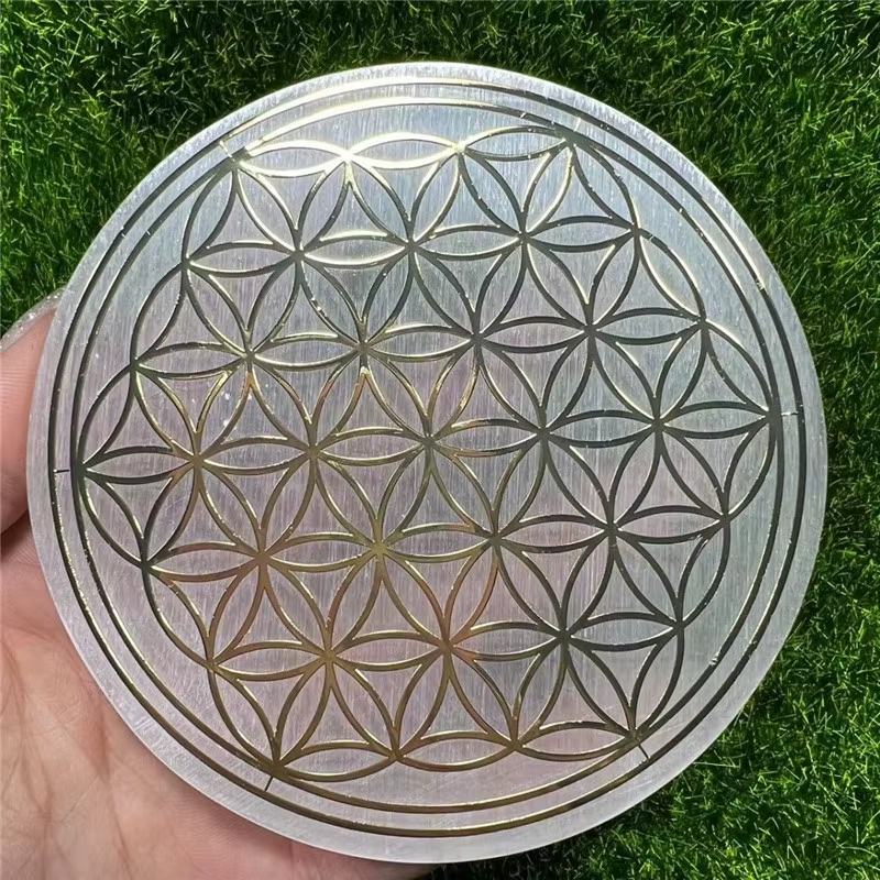 Décoration d'intérieur en forme de grille de fleurs, effet œil de chat doré marocain naturel de 6 cm