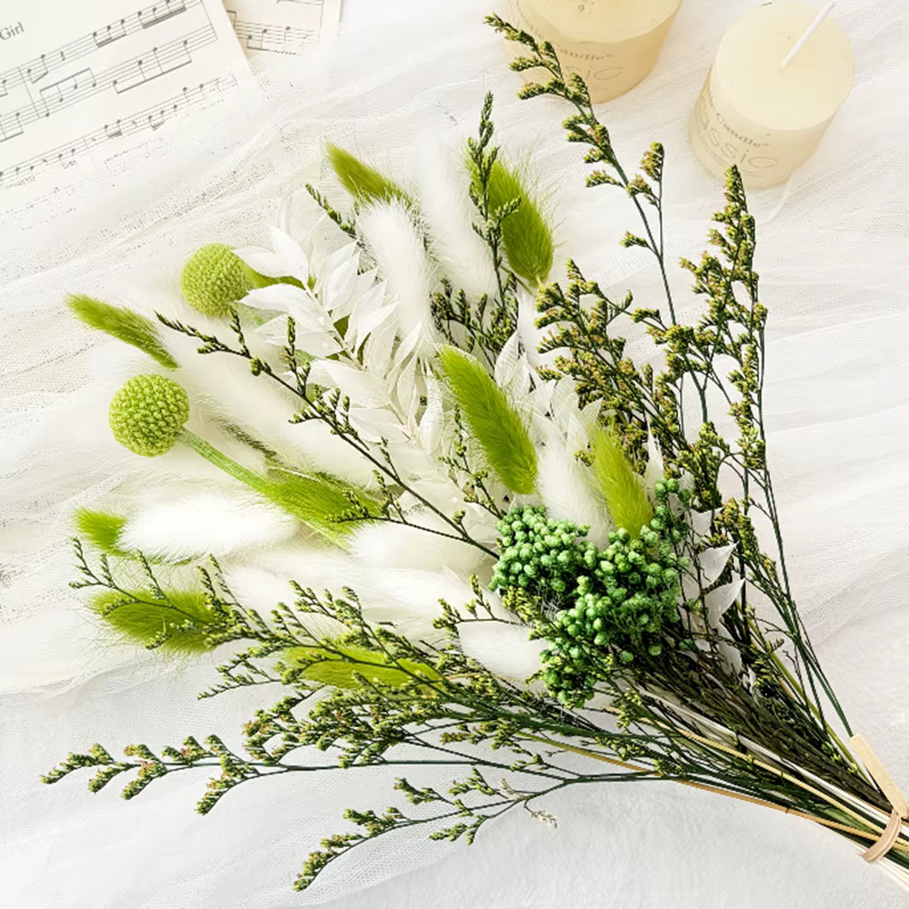 Rustique romantique oubliez-moi pas fleur queue de lapin herbe boule dorée fleurs séchées Arrangemen
