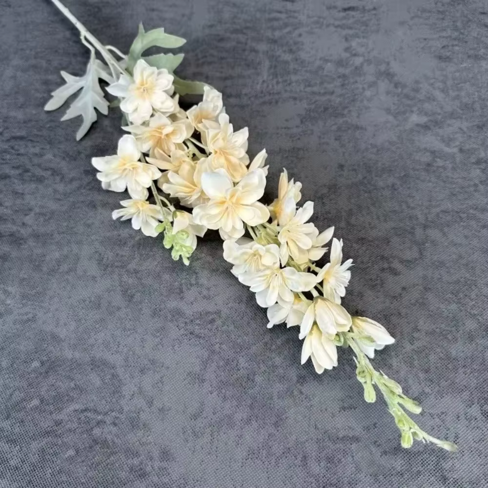 Nouvelles Grandes Fleurs Artificielles de Delphinium à 2 Tiges en Soie Floquée, Fleurs Artificielles