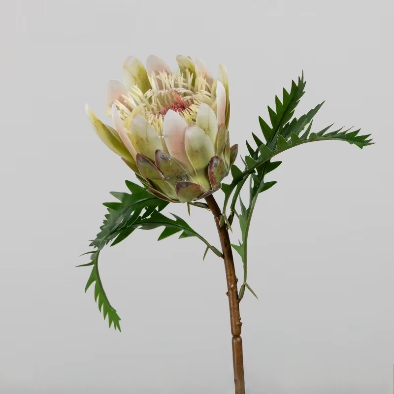 6 pièces de fausses fleurs en plastique, branches de chardon-marie artificielles, plante d'ananas ro