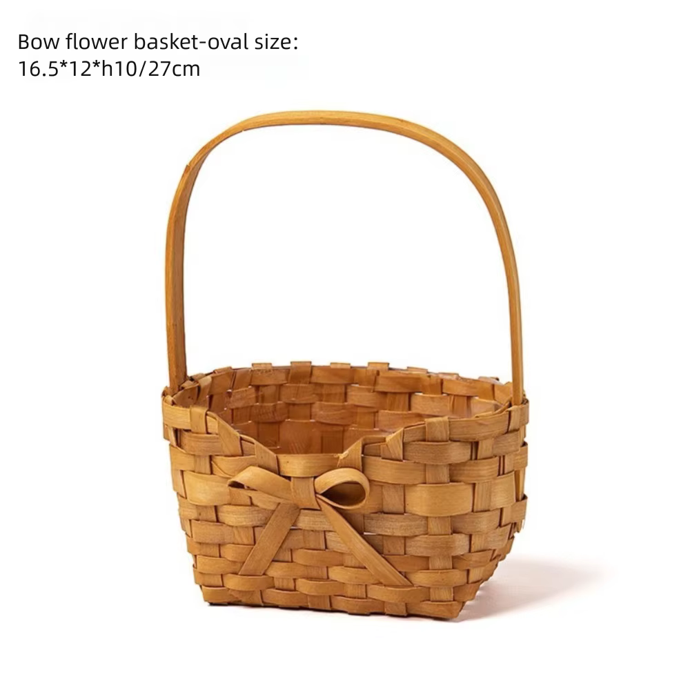 Panier de fleurs de mariée en rotin de saule, conteneur de pique-nique tissé à la main, panier d'arr