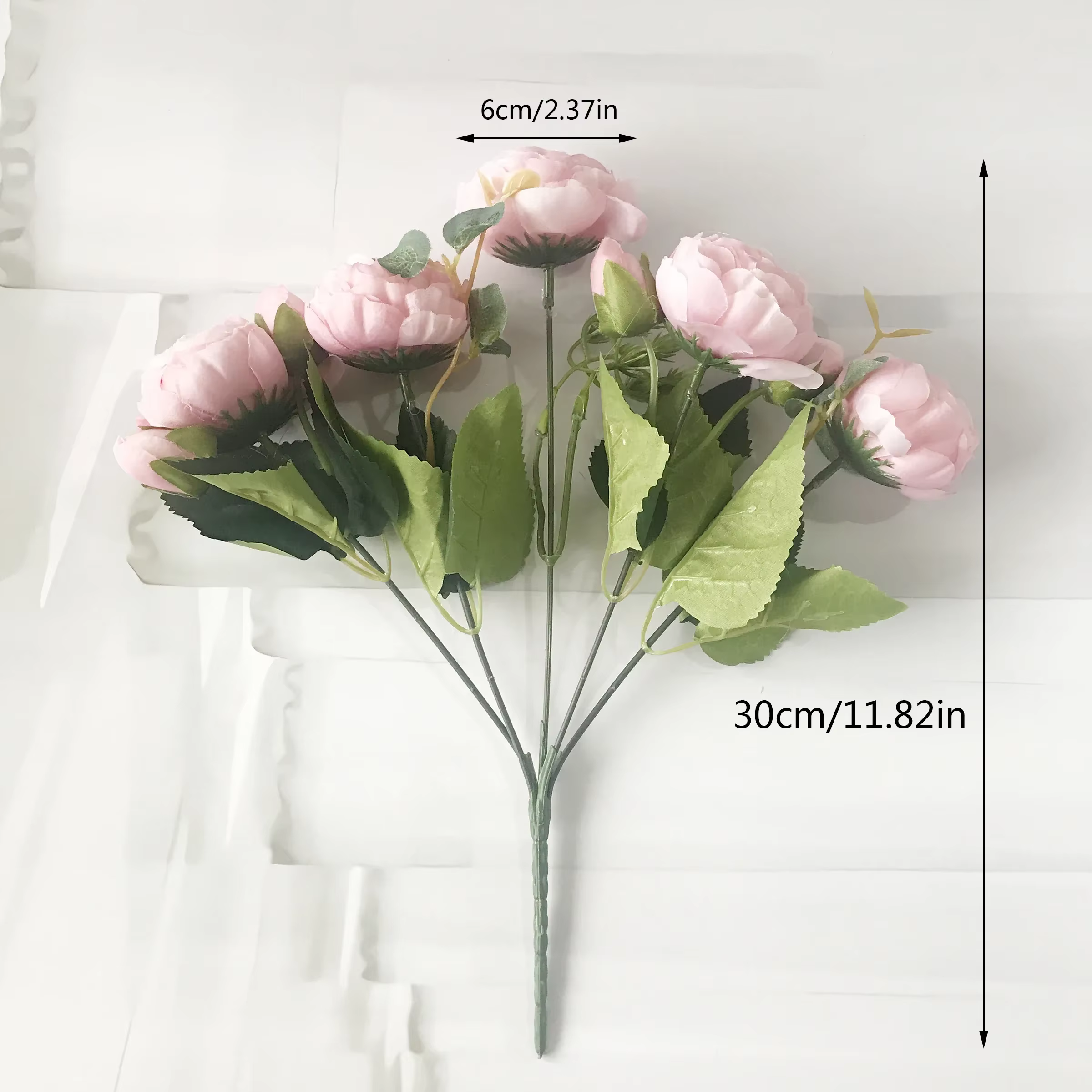 Bouquet de fleurs artificielles pivoine en soie Rose 30cm, 5 grandes têtes et 4 bourgeons, fausses f