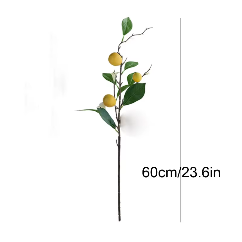 1 branche de citron artificielle avec fruits, plantes vertes de simulation, décoration fraîche pour 
