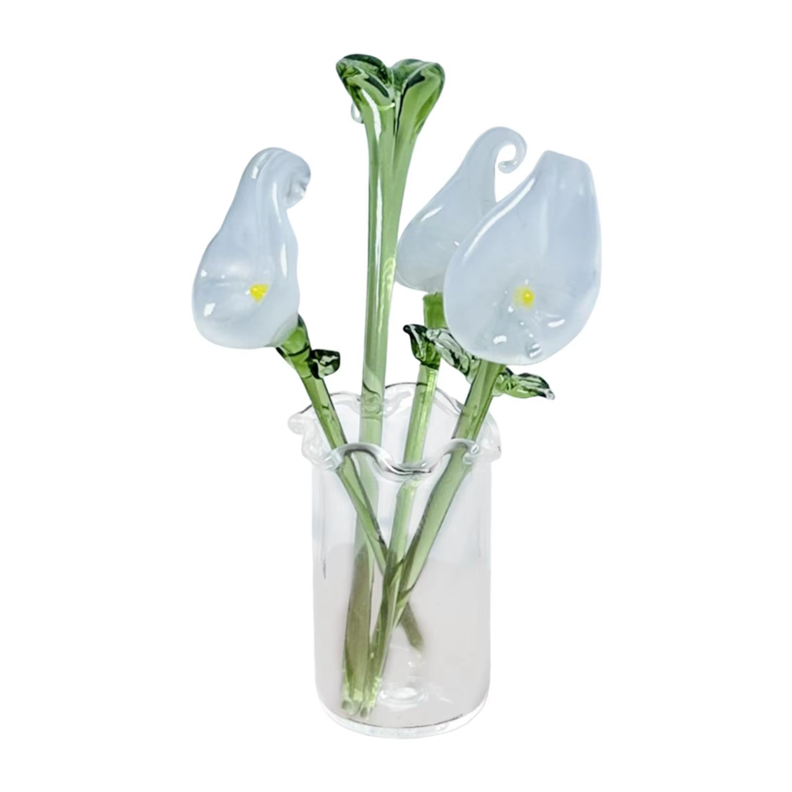 Figurine de fleurs en verre avec Vase, cadeaux, décorations pour la maison, le bureau, Bouquet, cade