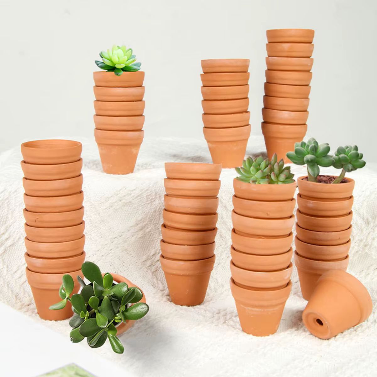 Mini jardinières en terre cuite de 1.3 pouces, 30 paquets, Kit de culture de semis peints à la main,
