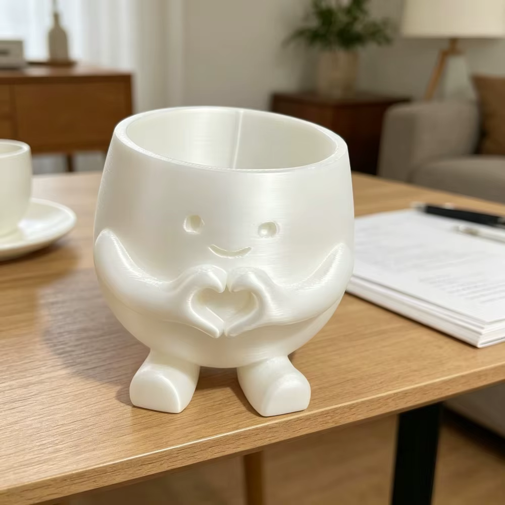Pot de fleurs imprimé en 3D en forme de mains de cœur, mignon, pour plantes succulentes et pellagrin