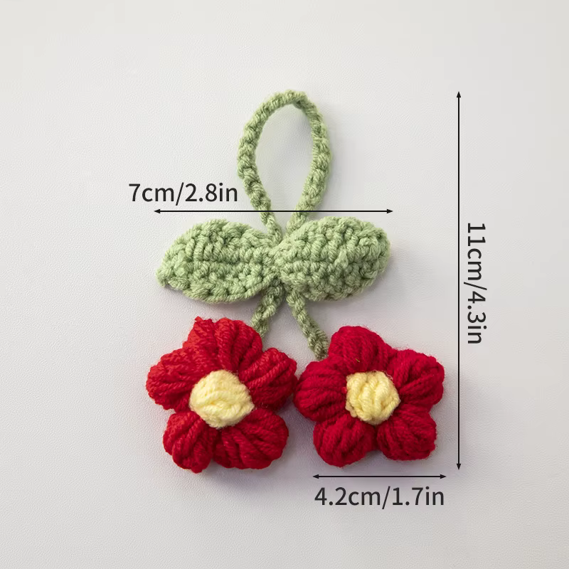 Pendentif fleur artificielle pour sac à main, fleur au crochet faite à la main, décoration de voitur