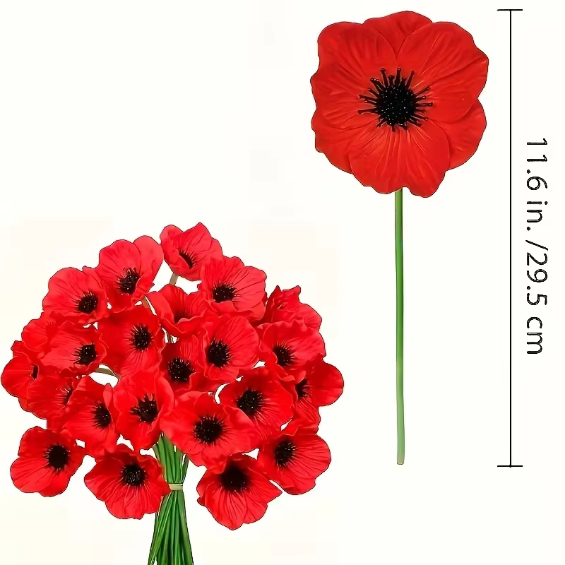 Fleurs de coquelicot rouges artificielles – Parfaites pour bouquets de mariage et arrangements flora