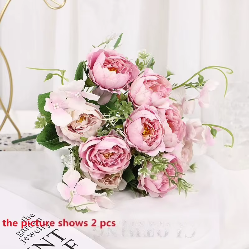 Vert Aloes 2 pièces fleurs artificielles soie violet pivoine fausse fleur coin Rose parfum pivoines