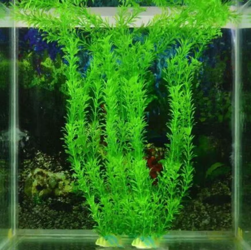 Décoration d'aquarium en plastique, mauvaises herbes d'eau, plante, herbe verte artificielle