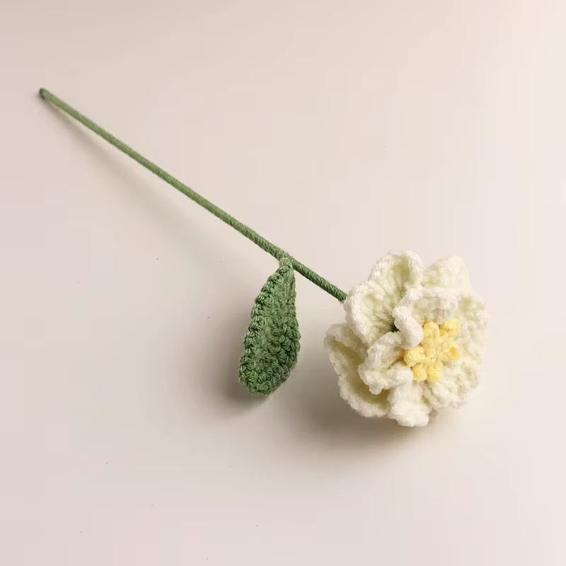 Bouquet de fleurs en Crochet de pivoine, fleurs tricotées créatives, plante tissée à la main, décora