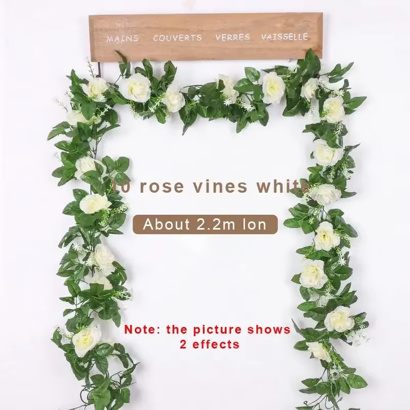 1 pièces 2.2M fleur blanche artificielle faux suspendus fausses plantes de vigne feuilles artificiel
