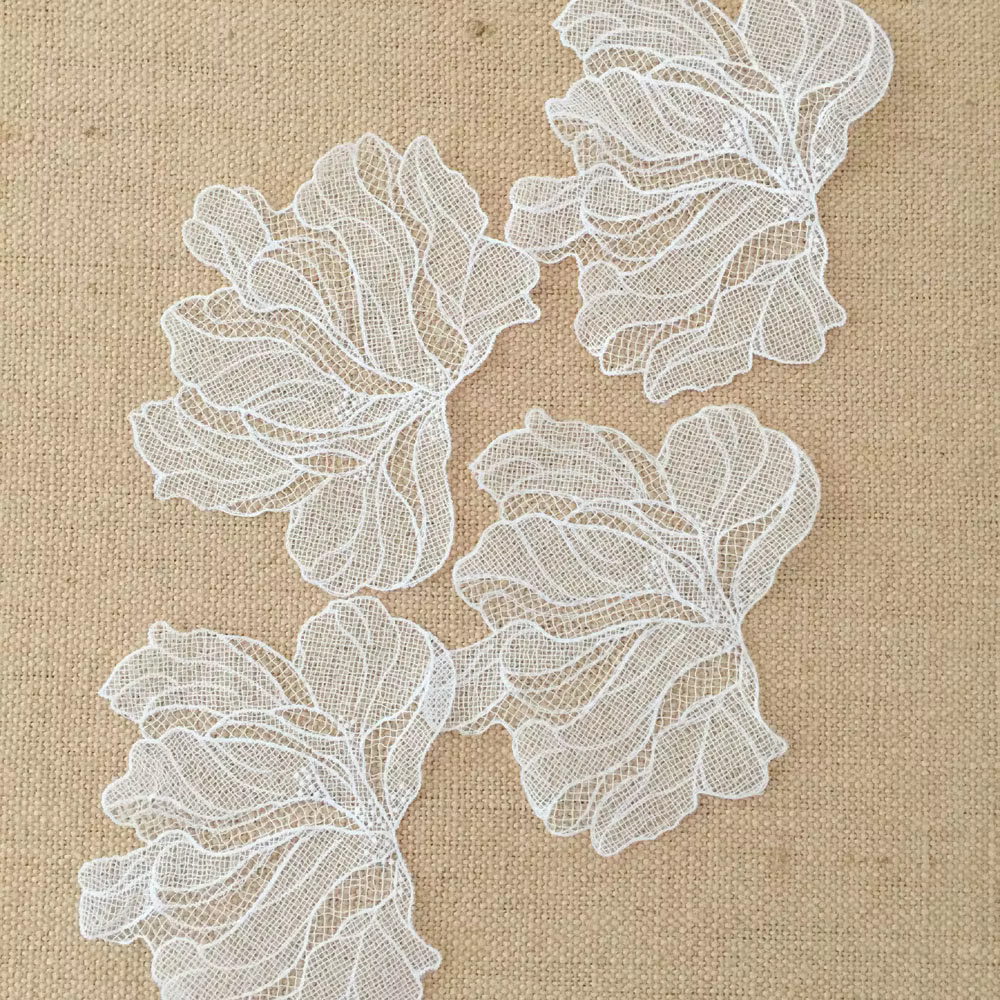 Patch de fleurs en maille blanche, 5 pièces, Appliques Bauhinia, réparation de mariage, 18x11cm