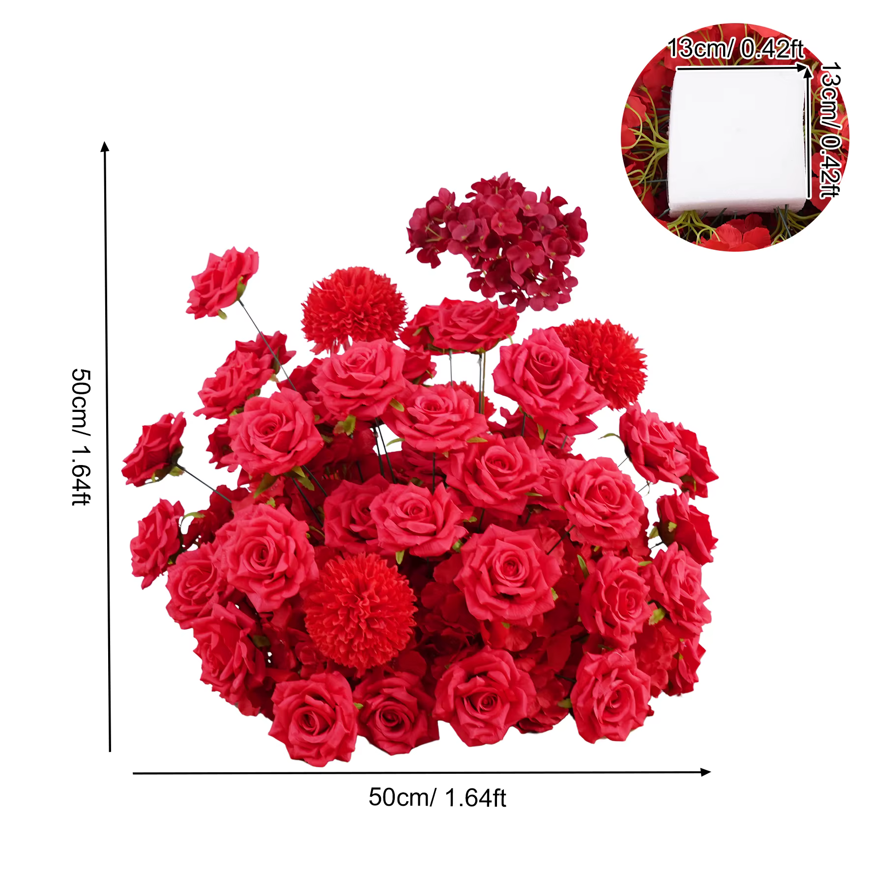 C8887 Appassion rouge Rose Pompon Arrangement Floral KT conseil Photo toile de fond idées passerelle