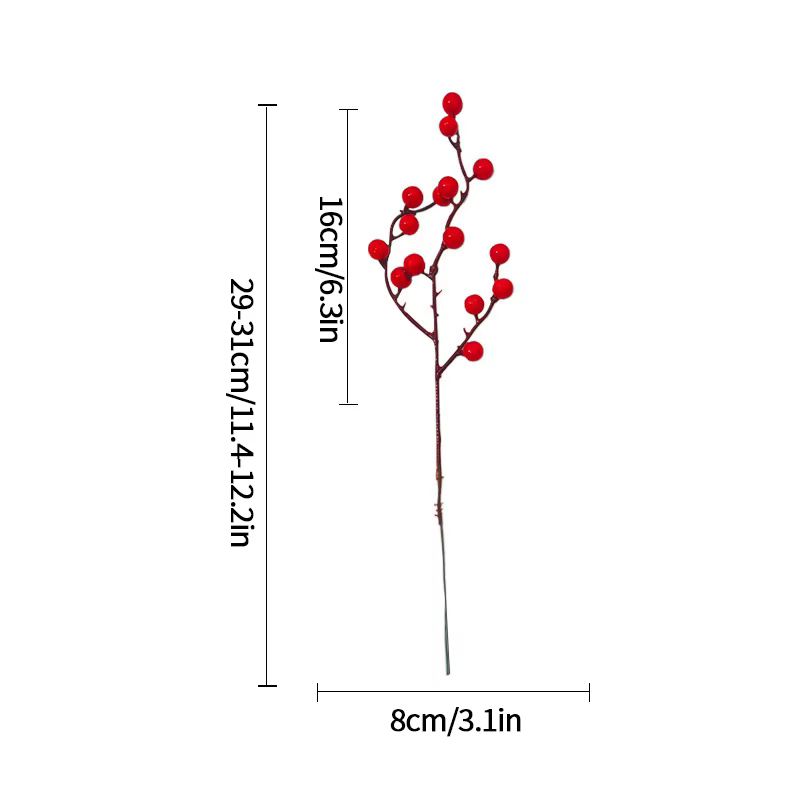 Fleur de baie du Nouvel An, vase à fleurs de bénédiction, fruits rouges chinois, feuilles simulées d
