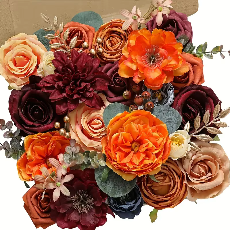 Fleur artificielle de rose orange, bouquet de patients, décorations de bricolage d'intérieur et d'ex