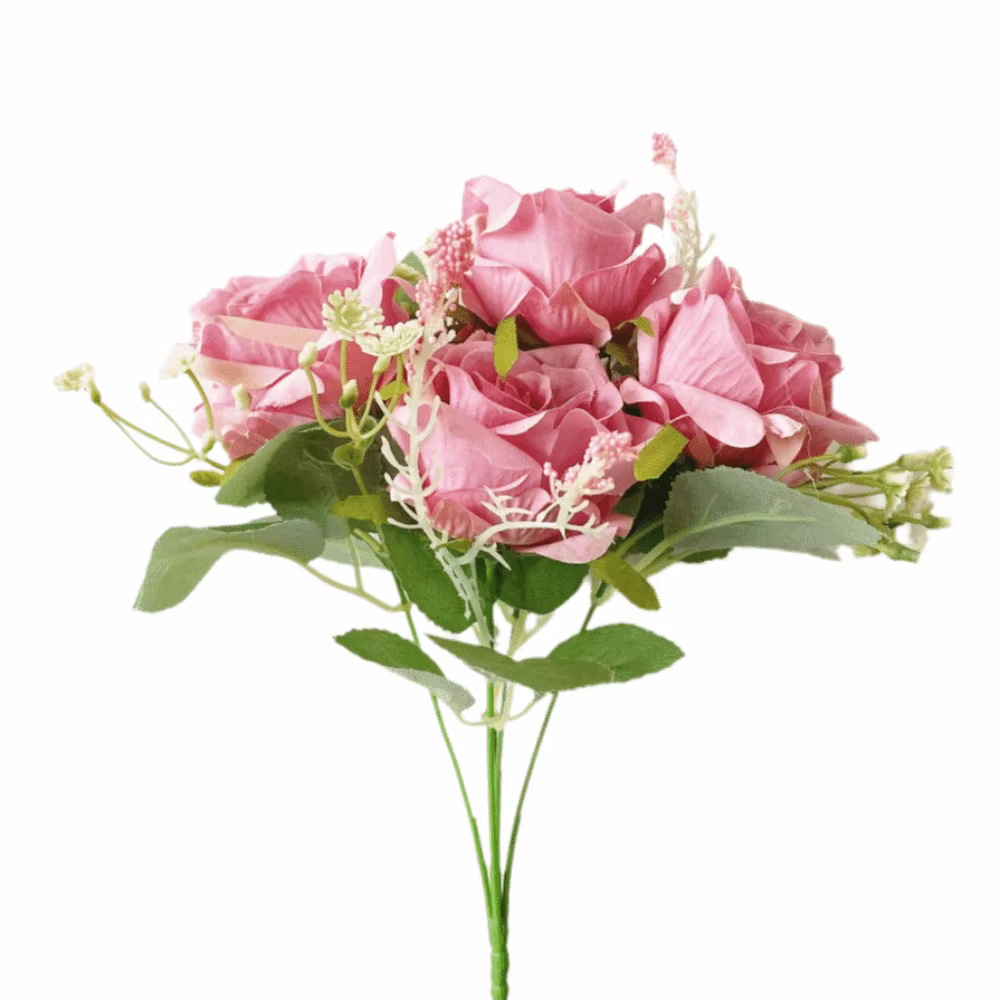 Fleurs artificielles réalistes à 5 têtes, fleurs en soie simulées, roses en soie, fournitures pour f