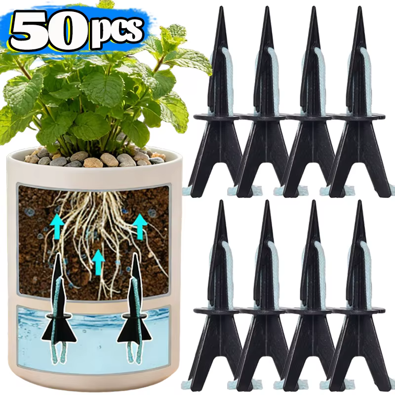 Système d'arrosage automatique pour plantes avec pics absorbants et cordes en coton, réutilisable po
