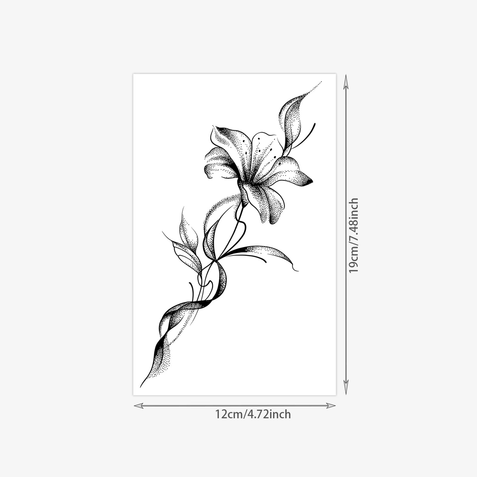 Autocollant de tatouage Black Lily, tatouage temporaire, bande florale haut de gamme pour le dos, ar