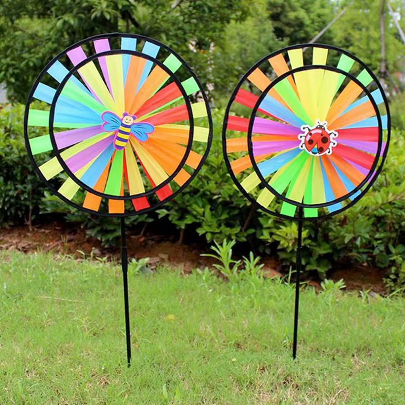 Moulin à Vent à Double Couche Coloré, Jouets pour Enfants, Décor de Jardin