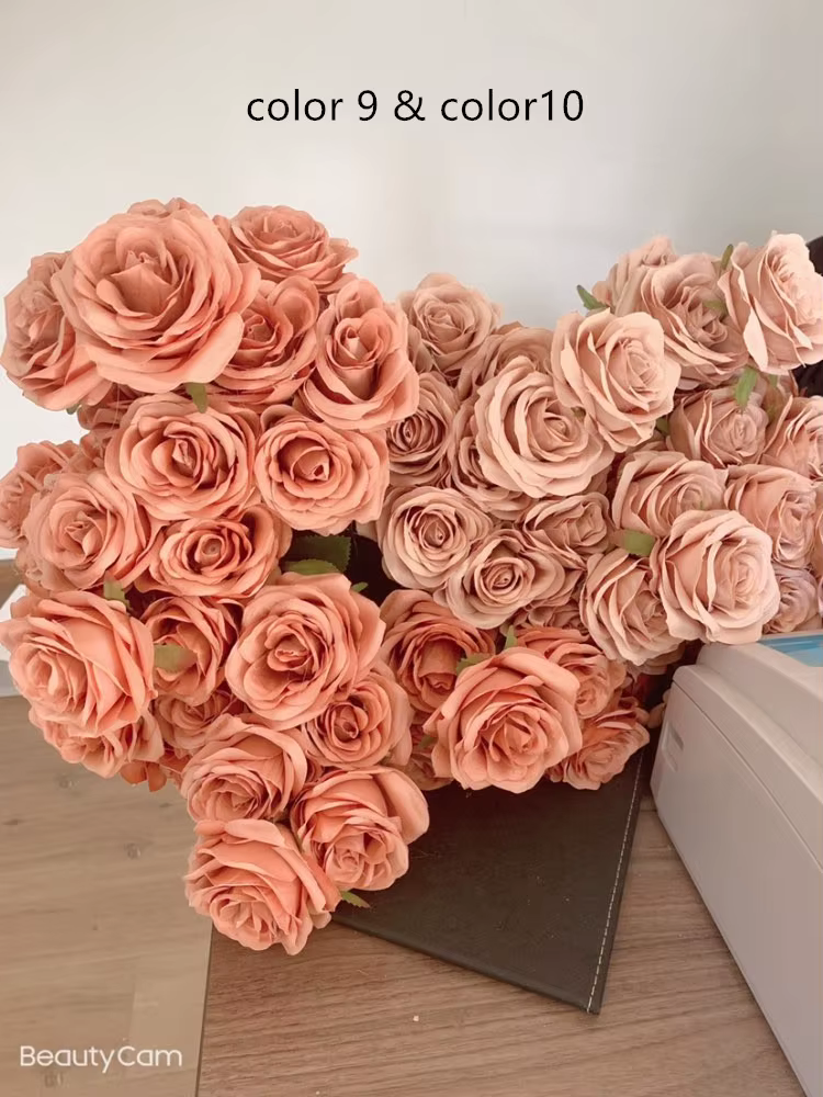 Bouquet de roses artificielles à 9 têtes, décor de roses de mariage, affichage de scène, cadeau Flor