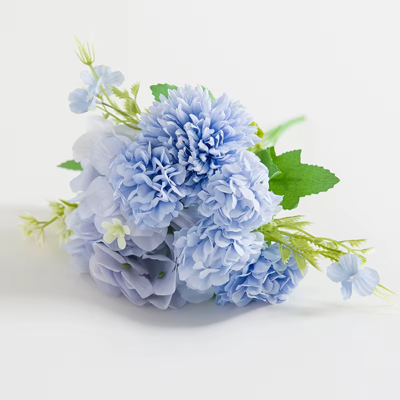 Hydrangeas artificiels en soie, boules de chrysanthèmes, décorations pour la maison, fleurs pour sal