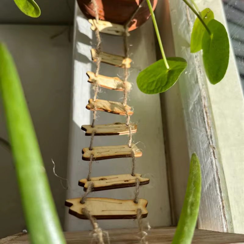 Échelle de corde de pont féerique en bois, décor de jardin féerique Miniature pour cour de maison et