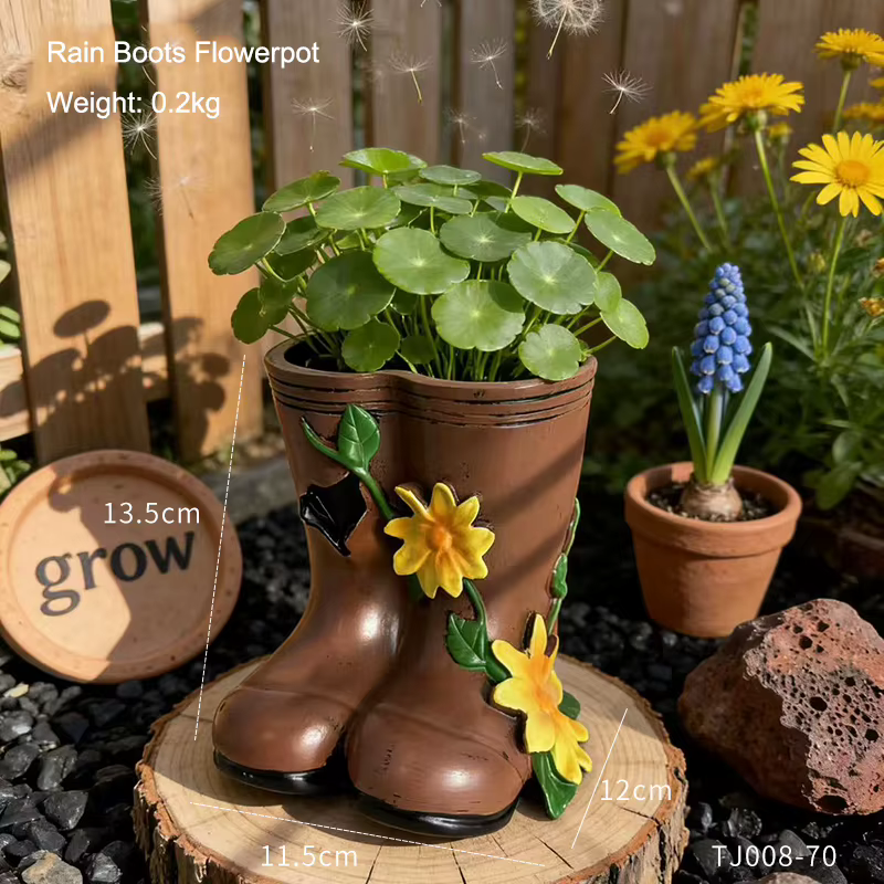 Pot de fleurs créatif en forme de bottes de pluie, pour plantes vertes, vase, décoration de jardin e