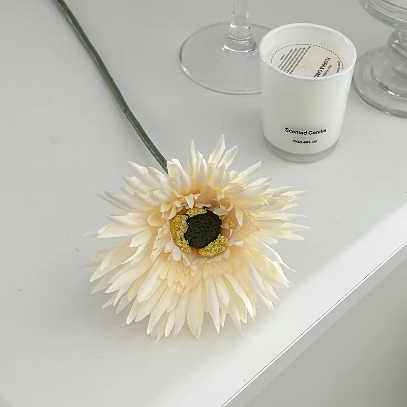 Vase de fleurs artificielles Gerbera brossées, 6 couleurs, pour décoration de maison, couronnes déco