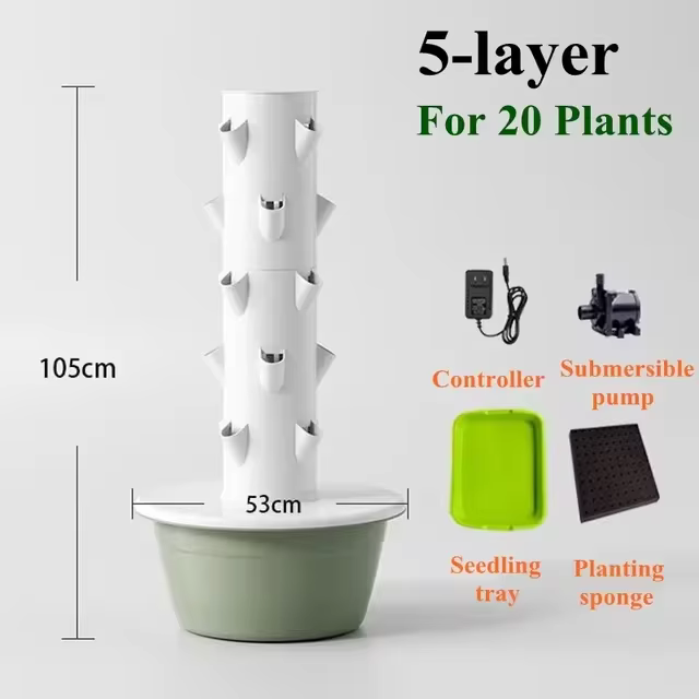 Système de culture hydroponique – Tour aéroponique verticale pour plantes d'intérieur, arrosage auto