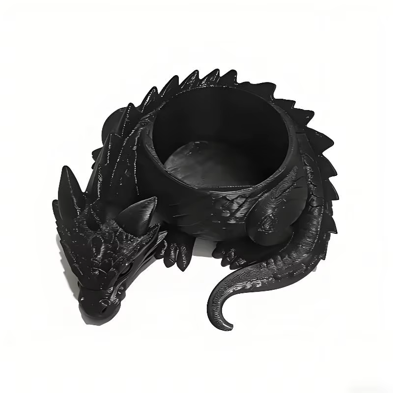 Pot de fleurs en plastique amusant en forme de dragon imprimé en 3D, fait à la main, pour plantes su