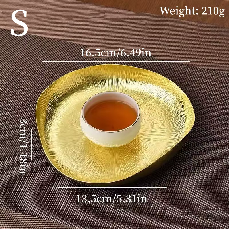 Plateau de tasse à café en laiton en forme de Texture de fleur de feuille de Lotus, soucoupe de tass