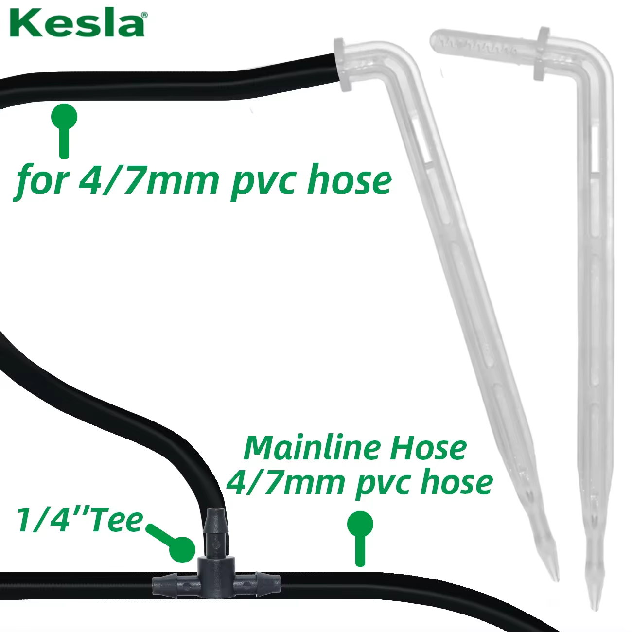 KESLA 50X flèche courbée transparente 1/4 ''4/7mm tuyau goutteur goutte à goutte émetteur économie d