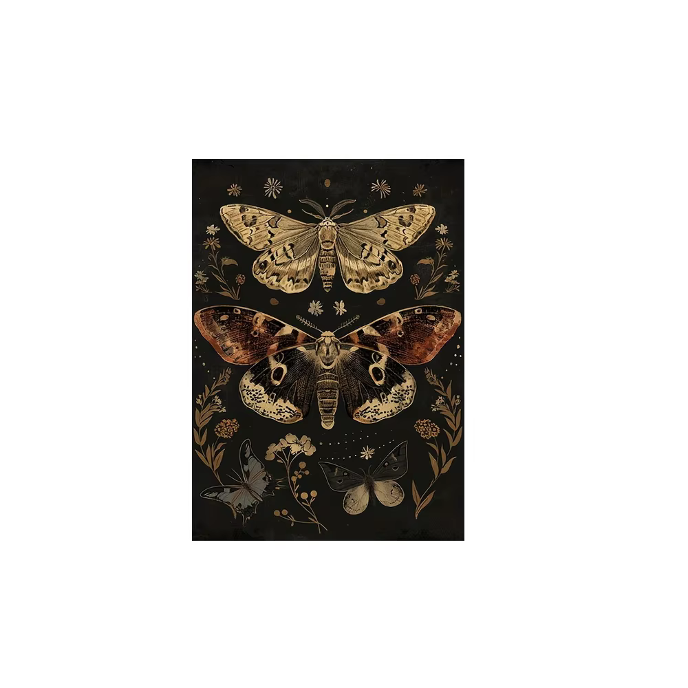 Plantes gothiques, fleurs, papillons, imprimés sur toile, Art sombre, affiches d'art murales pour sa