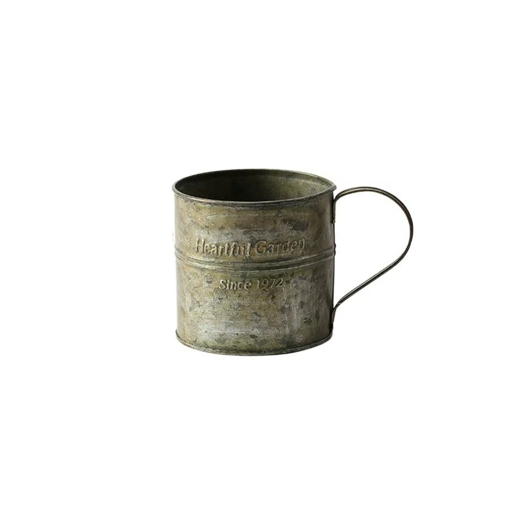 Vase à poignée rétro, verres, seau à fleurs en fer forgé, impression anglaise Vintage, décoration de