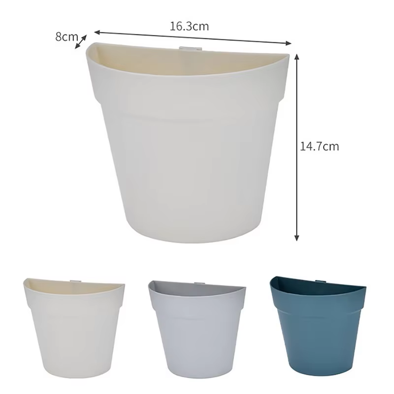 Pots de fleurs muraux en plastique pour la décoration intérieure, jardinière semi-circulaire, orneme